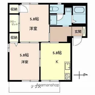 グリーンハイツ甲東園【101号室】の間取り