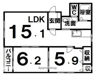 ピュアライフ宝来Ⅰ【3-B号室】の間取り