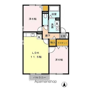 福島県伊達市保原町字中村町【アパート】の間取り