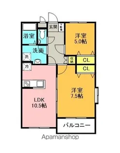 レアールマンションセレッソB棟【B202号室】の間取り