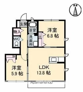 パインテイル C棟【1階】の間取り