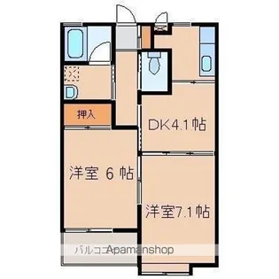 コーポサンモールⅡ【102号室】の間取り