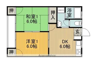 中洲セブンスターハイツ【102号室】の間取り