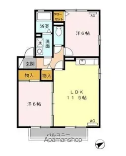 フォレスト蟹子【2階】の間取り