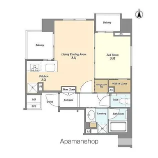 ミリアレジデンス中野坂上【2階】の間取り