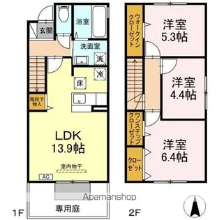 DーROOM学研都市B,C C棟【1階】の間取り