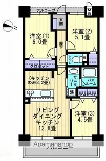 アルファライフ松島公園Ⅱ【8階】の間取り