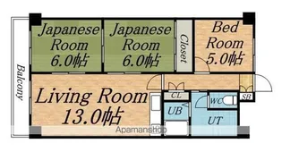 高伸ハイツ【5階】の間取り