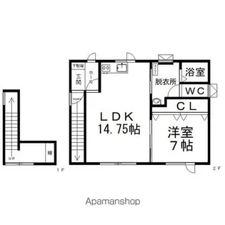 津村貸室2F(西三輪)【2階】の間取り