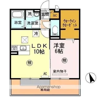 ヴィラ シャルマンC・D D棟【102号室】の間取り