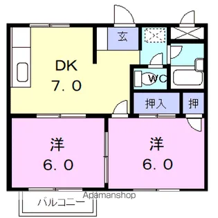 シティハイツ源Ⅱ【2階】の間取り