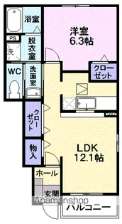 アブニール・アンソレイエ【1階】の間取り
