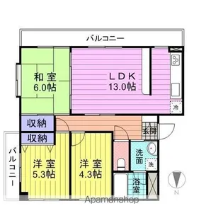 ヴァンローゼ玉川【3階】の間取り