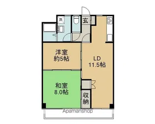 サンライズ久里浜【105号室】の間取り