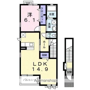 ヴィラ アルカンシェル B【2階】の間取り