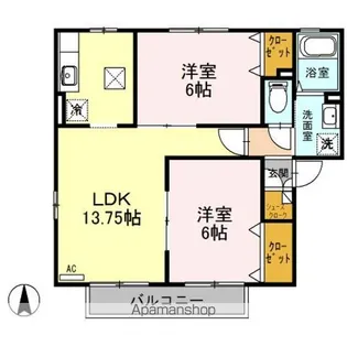 プランドールパピオン B【1階】の間取り