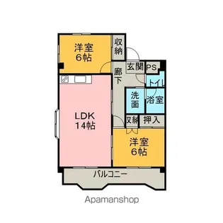 グランドハイツ名和【1-A号室】の間取り