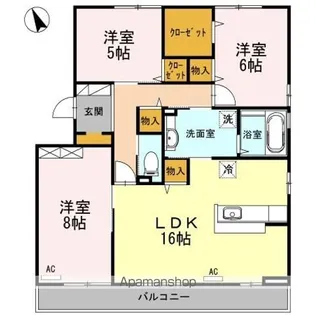 カーサ・ソレアード【3階】の間取り