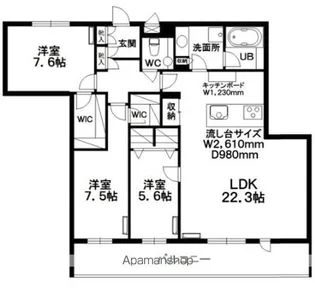 HILLS RESIDENTIAL S12【3階】の間取り