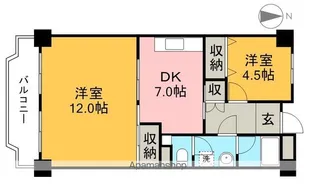 コーポ朝日Ⅴ【6階】の間取り