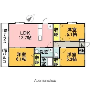 レイクタウン野多目【1階】の間取り