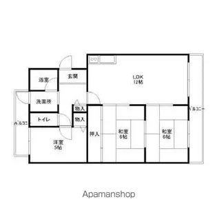 中百舌鳥グリーンハイツ【202号室】の間取り