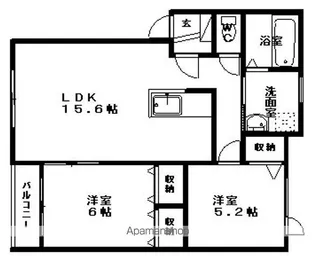 ラ・ポレール新緑S【201号室】の間取り