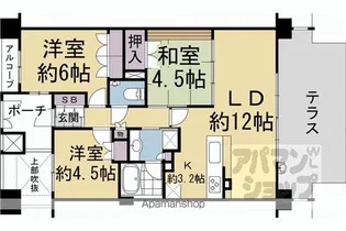 ザ・パークハウス北野白梅町【106号室】の間取り