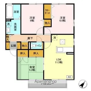 ローズガーデン・レジス ABCD【1階】の間取り