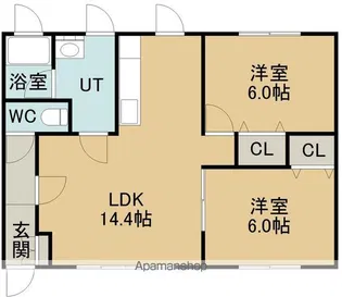 ニューライフ的場B館(ニューライフマトバビーカン)【2階】の間取り