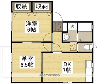 ラッキータウン庭瀬G【201号室】の間取り