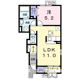 カーサ・フィオーレC【1階】の間取り