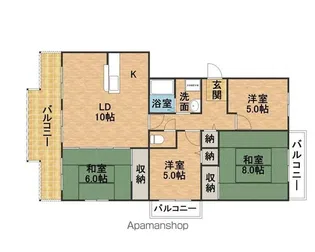 鹿の子台北ハイツ【4階】の間取り
