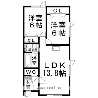 北海道北見市高砂町【タウンハウス】の間取り