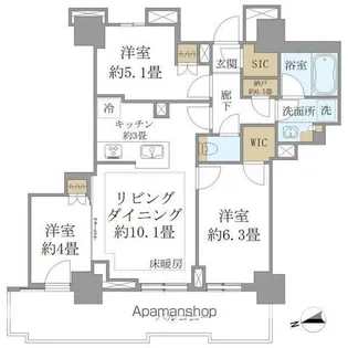 BRILLIA TOWER 聖蹟桜ヶ丘 BLOOMING RES【7階】の間取り