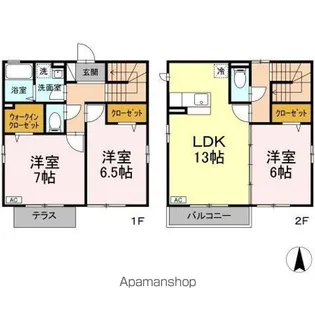 東京都小金井市貫井南町3丁目【テラスハウス】の間取り
