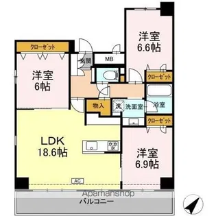 アーバンテム春吉【4階】の間取り