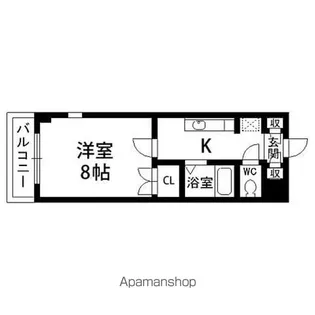 バーシティハウス市名坂【608号室】の間取り
