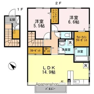 リヴェールAI【201号室】の間取り