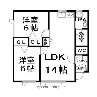 ハピネス三輪 4号棟【1階】の間取り