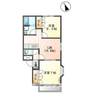 グランブルー2番館【2階】の間取り