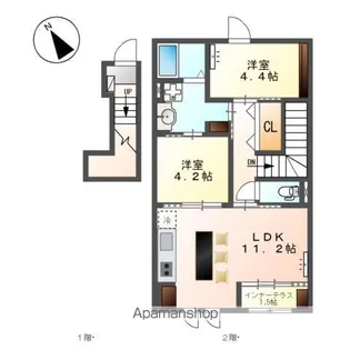 仮)弥富市鯏浦町上本田アパート【2階】の間取り