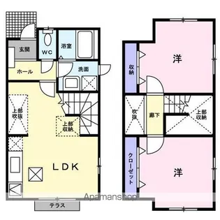 ラ・メゾン・アンソレイエⅠ【1階】の間取り