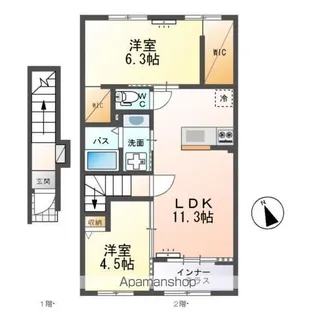 リッチレジデンスB(RICH RESIDENCE B)【2階】の間取り