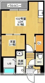 GRANDTIC SUBARU【102号室号室】の間取り