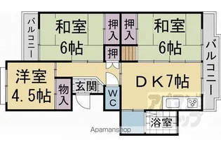 大覚寺市営住宅【1-102号室】の間取り