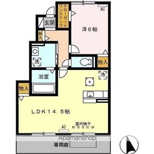 セジュール三松 B【1階】の間取り