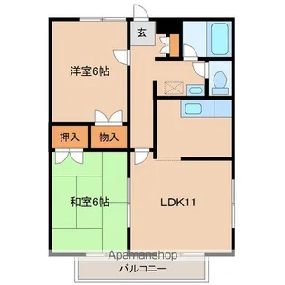 サンシティ沖野B【201号室】の間取り