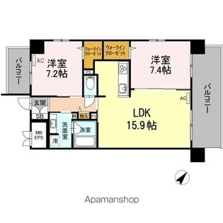 プランドール赤坂【5階】の間取り