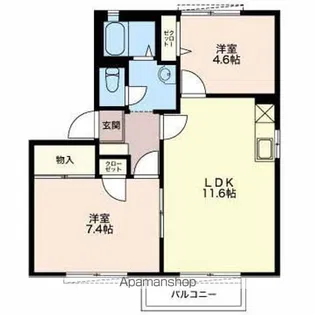 カーサー若の宮【1階】の間取り